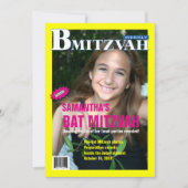 Bat Mitzvah Magazine Uitnodiging - Geel Roze (Voorkant)