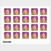 Bat Mitzvah Magenta Roze en Gouden Glitter Vierkante Sticker (Vel)