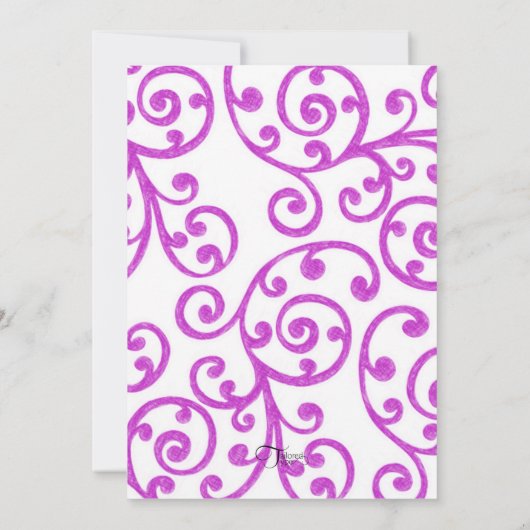 Bat Mitzvah Magenta Roze Scroll Pattern Kaart (Achterkant)