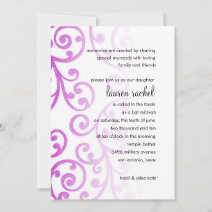 Bat Mitzvah Magenta Roze Scroll Pattern Kaart