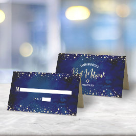 Bat Mitzvah Marine Waterverf Gouden Glitters Schri Plaatskaartje
