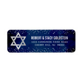 Bat Mitzvah Marine Zilver Glitter Modern Adres Etiket (Voorkant)