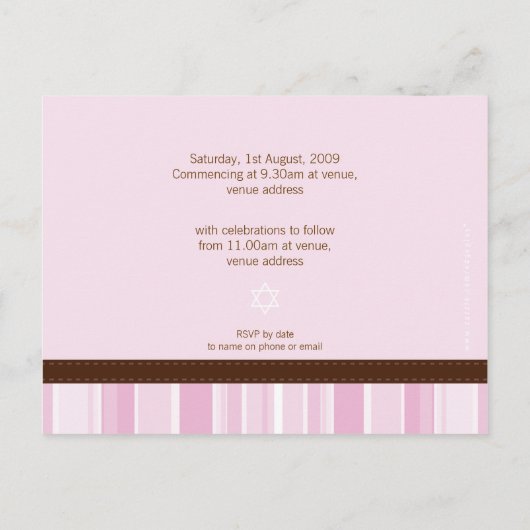 BAT MITZVAH:: meisje 2 Aankondigingskaart (Achterkant)