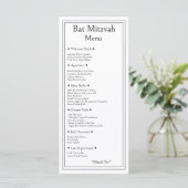 Bat Mitzvah Menu, Traditioneel Modern Eenvoudig Re Menu (Staand voorkant)