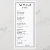 Bat Mitzvah Menu, Traditioneel Modern Eenvoudig Re Menu (Voorkant)