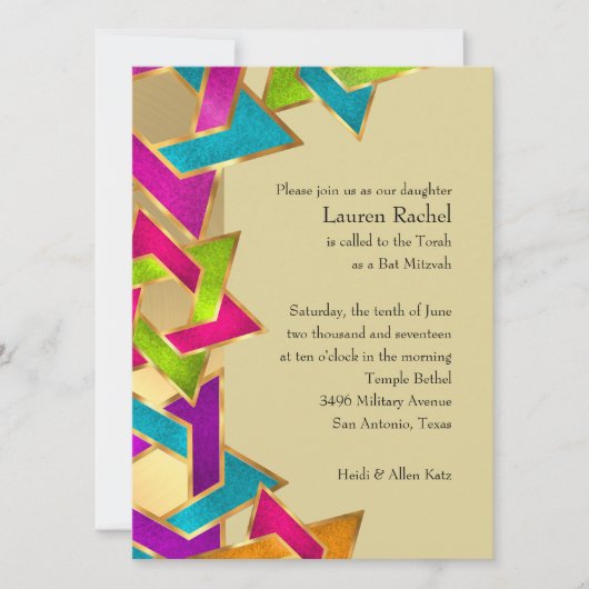 Bat Mitzvah Metallic look Star van David Kaart (Voorkant)