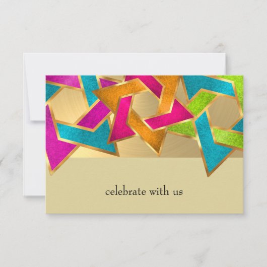 Bat Mitzvah Metallic look Star van David Kaart (Voorkant)