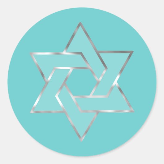 Bat Mitzvah Metallic look Star van David Ronde Sticker (Voorkant)