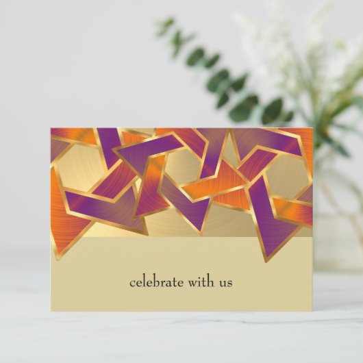 Bat Mitzvah Metallic Look Star van David RSVP Kaart (Staand voorkant)