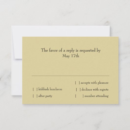 Bat Mitzvah Metallic Look Star van David RSVP Kaart (Achterkant)