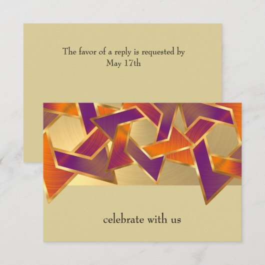 Bat Mitzvah Metallic Look Star van David RSVP Kaart (Voorkant / Achterkant)