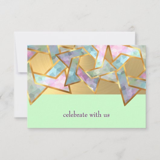 Bat Mitzvah Metallic Look Star van David RSVP Kaart (Voorkant)