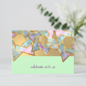 Bat Mitzvah Metallic Look Star van David RSVP Kaart (Staand voorkant)