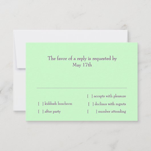 Bat Mitzvah Metallic Look Star van David RSVP Kaart (Achterkant)