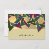 Bat Mitzvah Metallic Look Star van David RSVP Kaart (Voorkant)