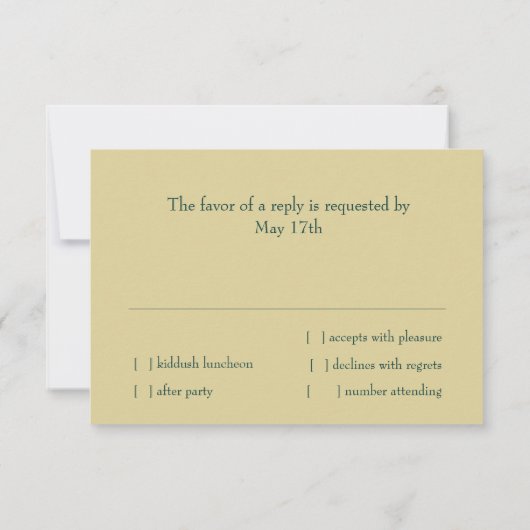 Bat Mitzvah Metallic Look Star van David RSVP Kaart (Achterkant)