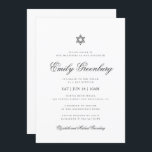 Bat Mitzvah minimalistisch Eenvoudig Klassiek Kaart<br><div class="desc">Het ontwerp is samengesteld uit sans serif typografie en playful cursieve manuscripttypografie op een eenvoudige achtergrond. Hier te vinden op: http://www.zazzle.com/store/selectpartysupplies</div>