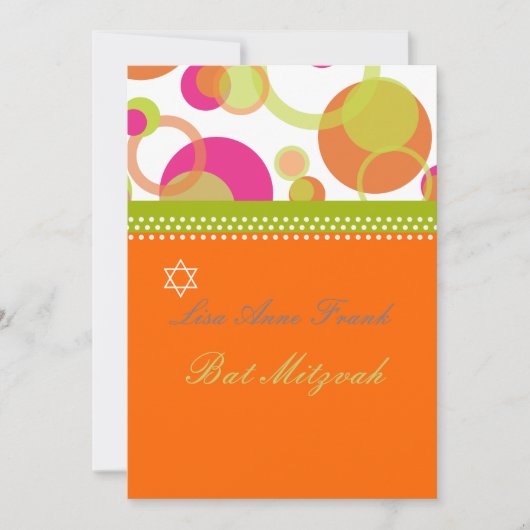 Bat Mitzvah + Mod Bubbles/oranje/hete roze Kaart (Voorkant)