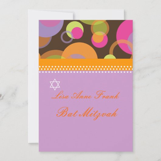 Bat Mitzvah+Mod Bubbles/oranje/warm roze Kaart (Voorkant)