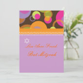 Bat Mitzvah+Mod Bubbles/oranje/warm roze Kaart (Staand voorkant)