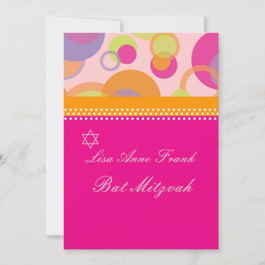 Bat Mitzvah+Mod Bubbles/oranje/warm roze Kaart (Voorkant)