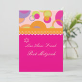 Bat Mitzvah+Mod Bubbles/oranje/warm roze Kaart (Staand voorkant)