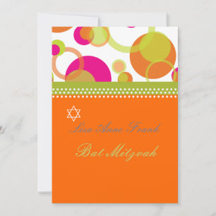 Bat Mitzvah+Mod Bubbles/oranje/warm roze Kaart