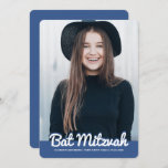 Bat Mitzvah Modern Aangepaste Foto Kaart<br><div class="desc">Dit ontwerp is samengesteld uit een afspeelbaar cursief script dat wordt tegengegaan door eenvoudige san serif typografie. Dit ontwerp is modern en eenvoudig. Voeg fotoafbeelding toe.

Hier beschikbaar:
http://www.zazzle.com/store/selectpartysupplies</div>