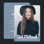 Bat Mitzvah Modern Aangepaste Foto Kaart<br><div class="desc">Dit ontwerp is samengesteld uit een afspeelbaar cursief script dat wordt tegengegaan door eenvoudige san serif typografie. Dit ontwerp is modern en eenvoudig. Voeg fotoafbeelding toe.

Hier beschikbaar:
http://www.zazzle.com/store/selectpartysupplies</div>