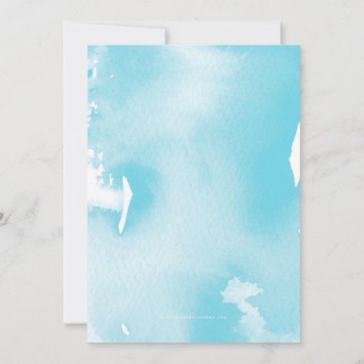 BAT MITZVAH modern aquablauw waterverf uitnodiging (Achterkant)