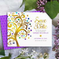 Bat Mitzvah Modern Bold Paarse Gold Tree of Life