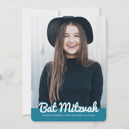 Bat Mitzvah Modern Custom Photo Kaart (Voorkant)
