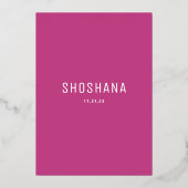 Bat Mitzvah Modern Elegant REAL GOLD Folie Uitnodiging (Achterkant)