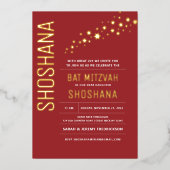 Bat Mitzvah Modern Elegant REAL GOLD Folie Uitnodiging (Voorkant)