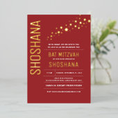 Bat Mitzvah Modern Elegant REAL GOLD Folie Uitnodiging (Staand Voorkant)