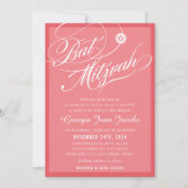 BAT MITZVAH modern elegant script flamingo roze Kaart (Voorkant)