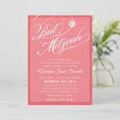 BAT MITZVAH modern elegant script flamingo roze Kaart (Staand voorkant)