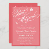 BAT MITZVAH modern elegant script flamingo roze Kaart (Voorkant / Achterkant)