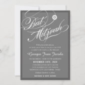 BAT MITZVAH modern elegant script hollywood grijs Kaart (Voorkant)
