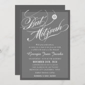 BAT MITZVAH modern elegant script hollywood grijs Kaart (Voorkant / Achterkant)