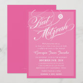 BAT MITZVAH modern elegant script hollywood roze Kaart (Voorkant / Achterkant)