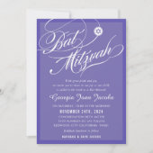BAT MITZVAH Modern Elegant Script Lavendel paarse Kaart (Voorkant)