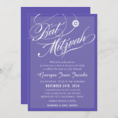 BAT MITZVAH Modern Elegant Script Lavendel paarse Kaart (Voorkant / Achterkant)
