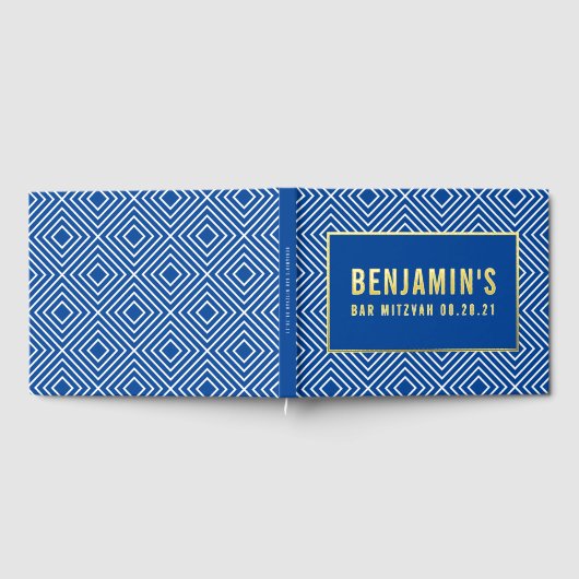 BAT MITZVAH modern geometrisch patroon koninklijk  Gastenboek (Volledig)