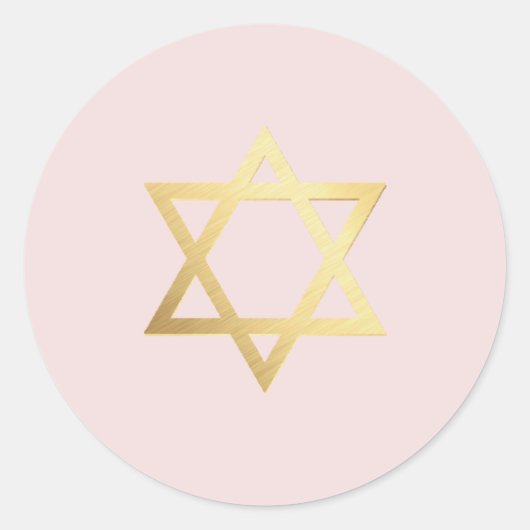 BAT MITZVAH modern goud joods ster blush roze Ronde Sticker (Voorkant)