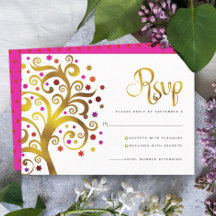 Bat Mitzvah Modern Goud Rood Folie Boom des Levens