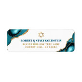 Bat Mitzvah Modern Goud Turquoise Agaat Adres Etiket (Voorkant)