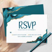 Bat Mitzvah Modern Goud Turquoise Agaat Script RSVP Kaartje