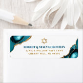 Bat Mitzvah Modern Goud Turquoise Agate Adres Etiket (Insitu)