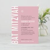BAT MITZVAH modern minimaal vet meisje schemerroze Kaart (Staand voorkant)